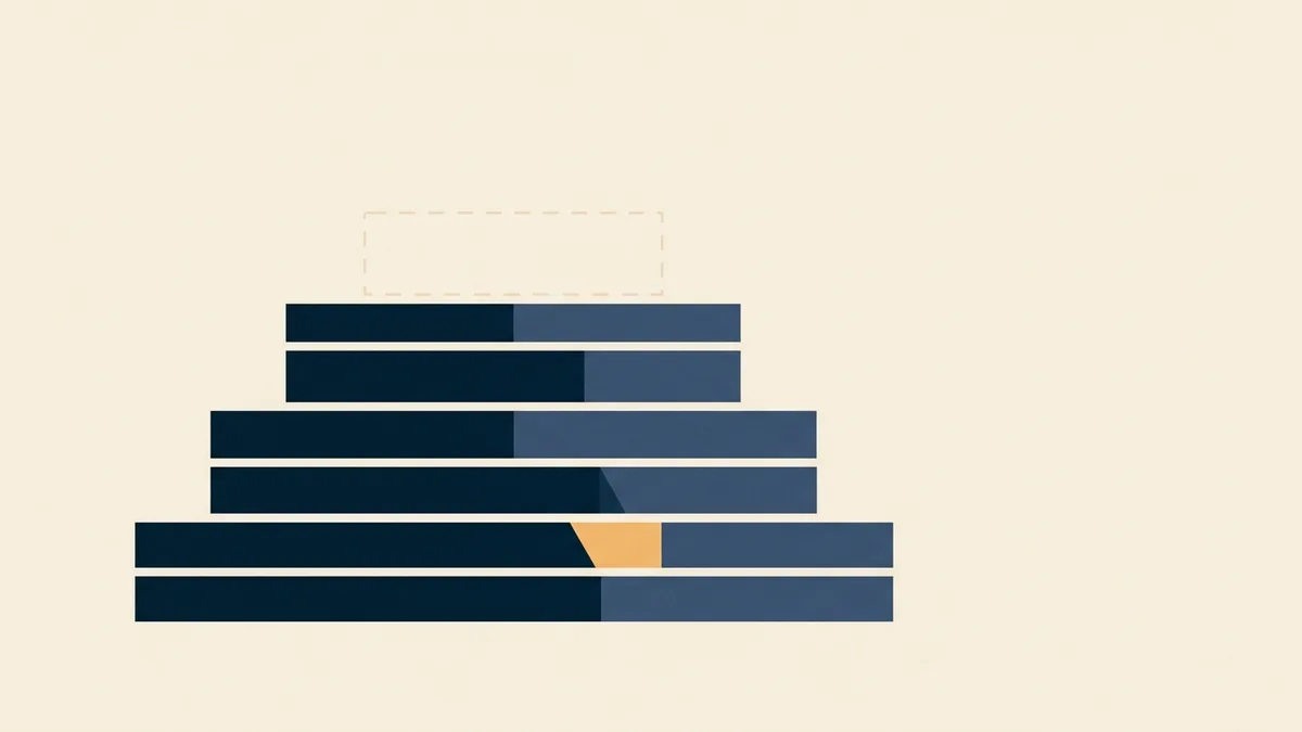 Abstract illustration of a complete stack with the topmost tier absent.