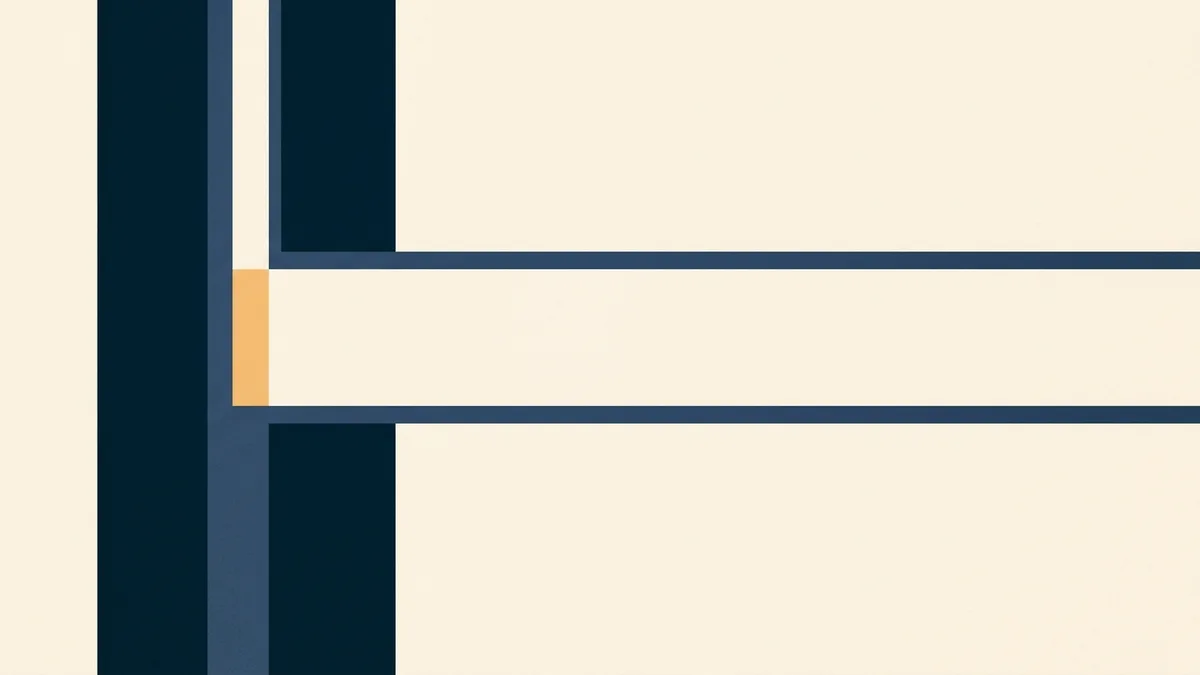 Abstract illustration of a small entry gap opening into a longer corridor.