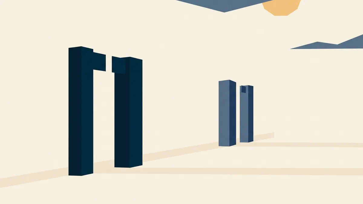 Abstract illustration of two gates in sequence rather than one.