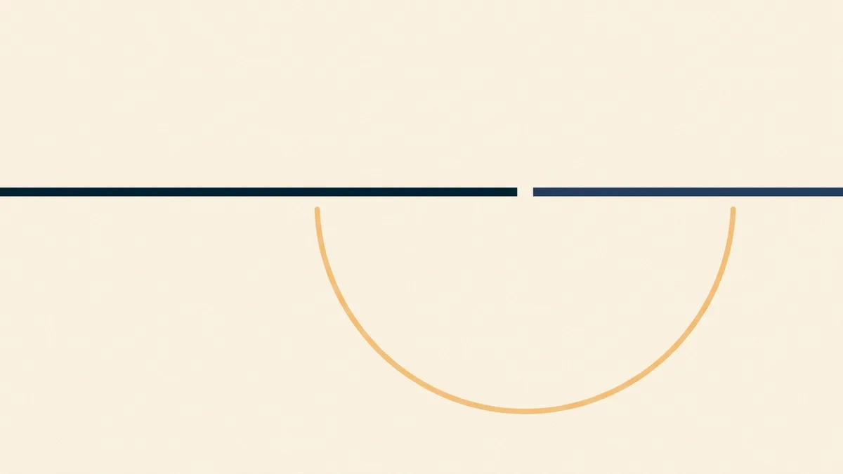 Abstract illustration of a broken segment in a line with a much longer repair path around it.