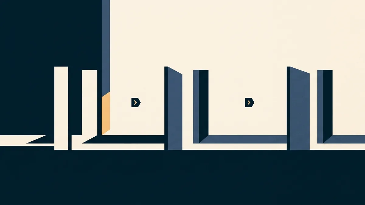 Abstract illustration of a strictly ordered sequence of three gates.