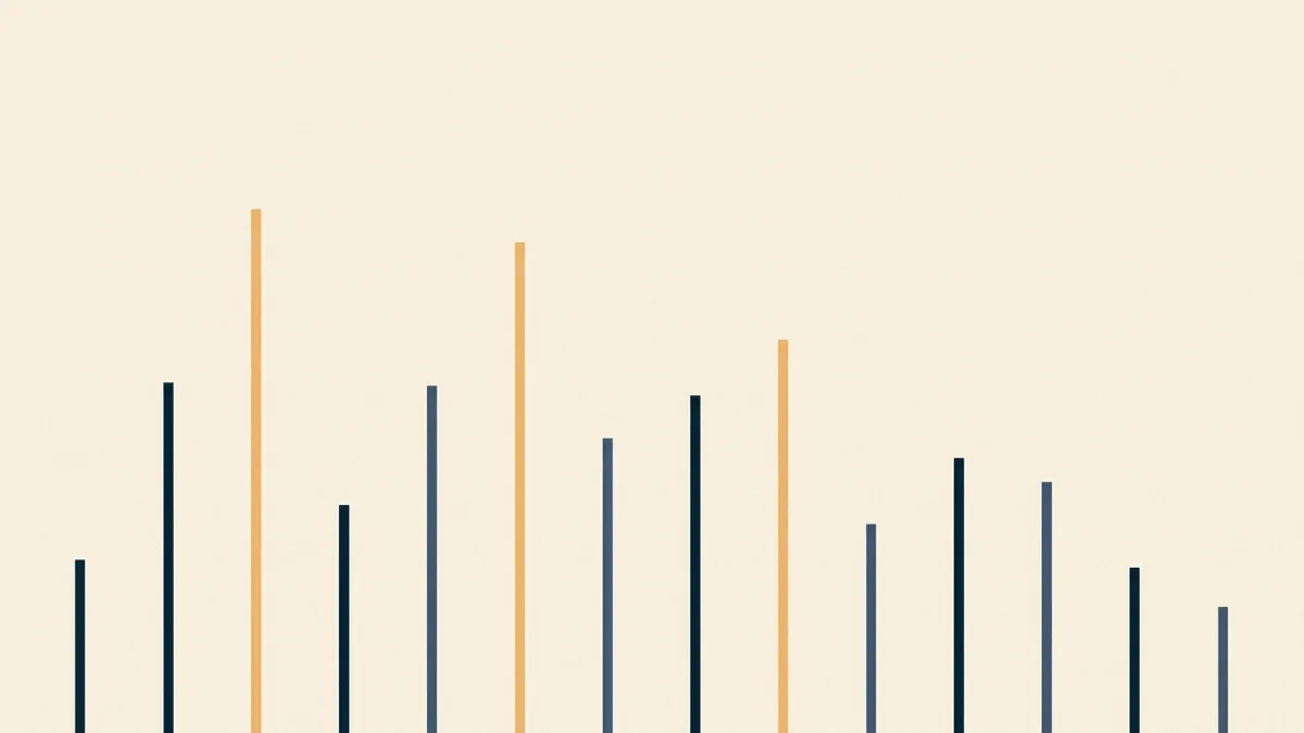 Abstract illustration of a long itemised list with two rows emphasized.