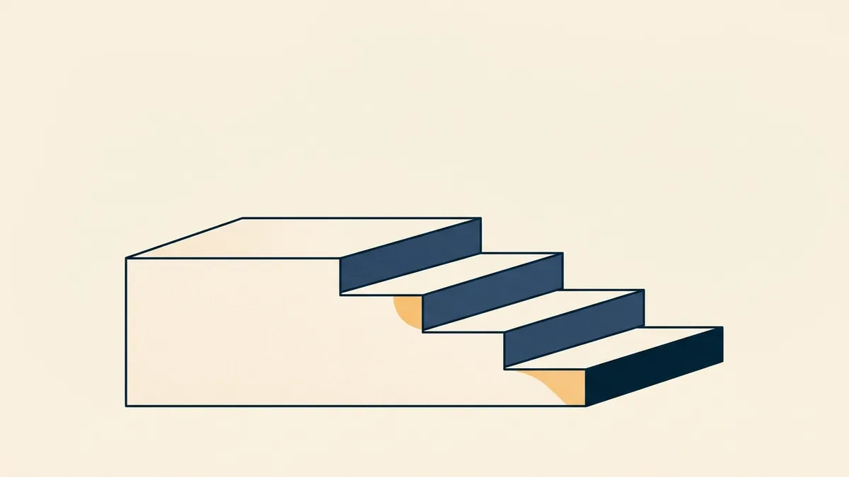 Abstract illustration of numbered steps ascending left to right with the first step widest.