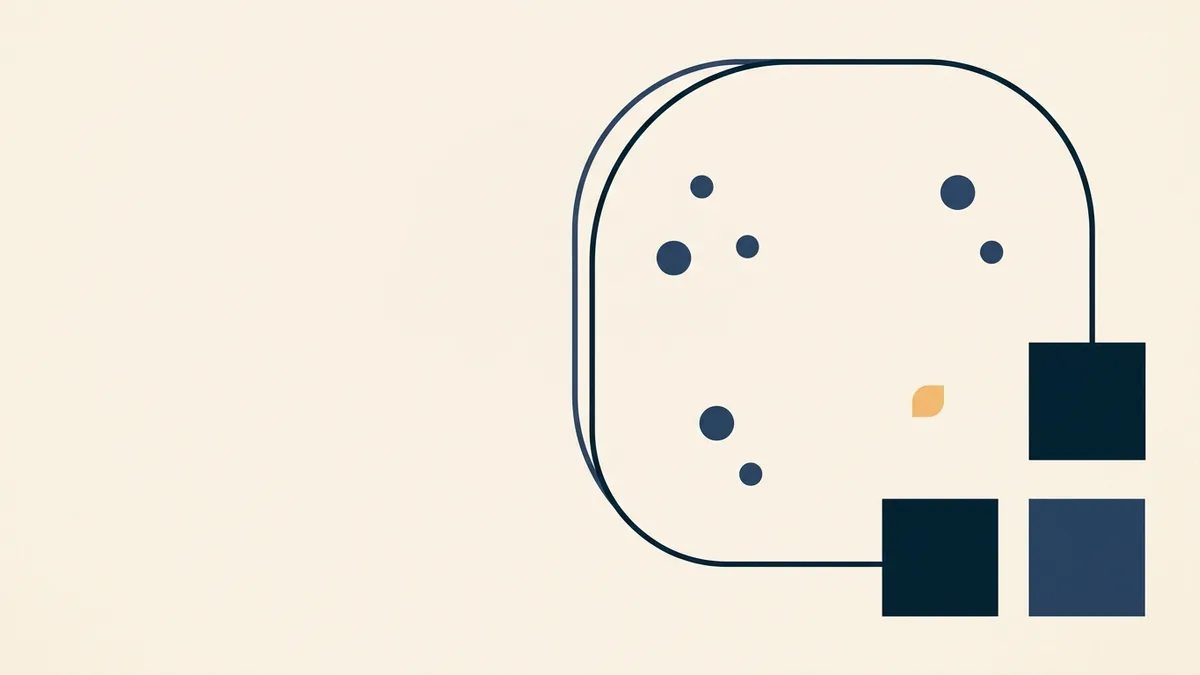 Abstract illustration of two large shapes outside a bounded region.