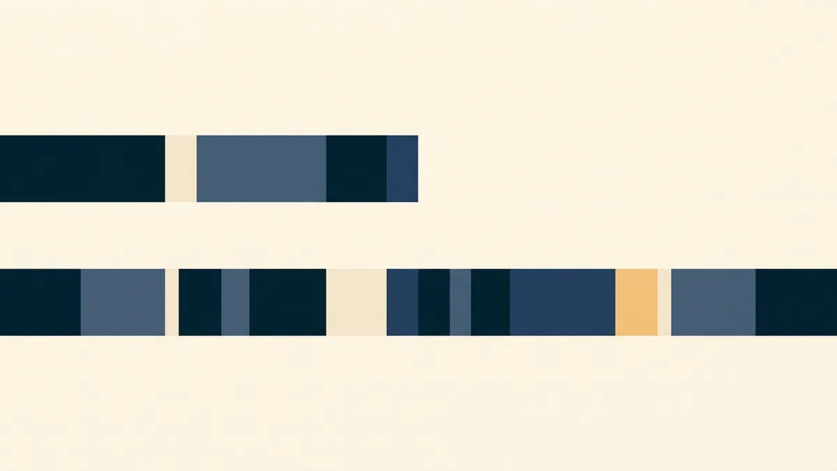 Abstract illustration of two separate tracks of different lengths running in parallel without meeting.