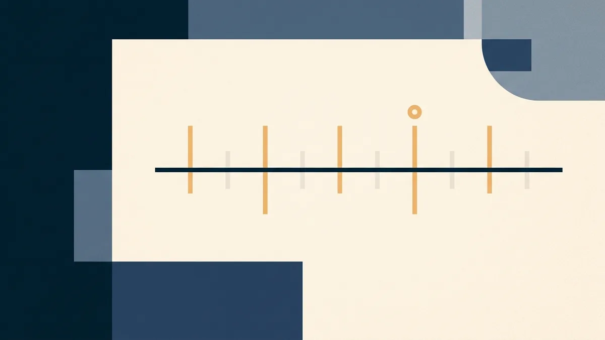 Abstract illustration of alternating marks along a timeline where only every other one is active.