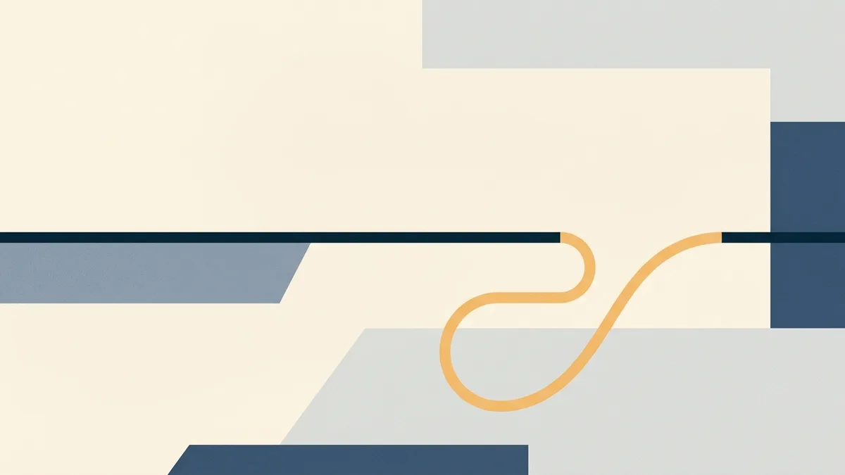 Abstract illustration of a clean path diverting into a longer looping detour.